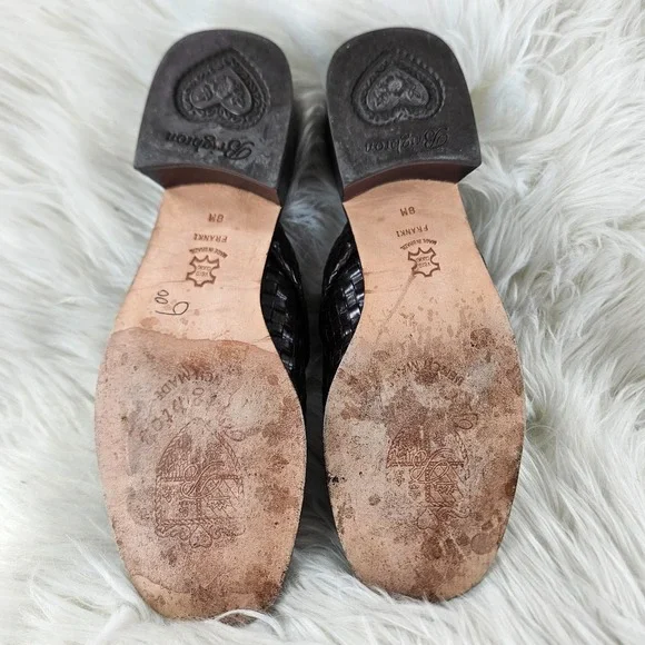 Brighton Franki Mules Womens 8 Brown Leather Croc Alligator Embossed Woven Charm - Picture 9 of 13